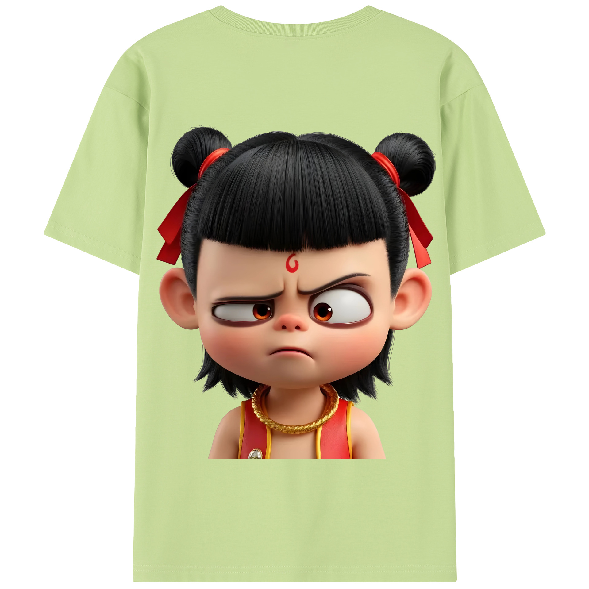 （画像用） Ne Zha 2 ナタ 魔童の大暴れ 綿100％半袖Tシャツ（背面プリント）